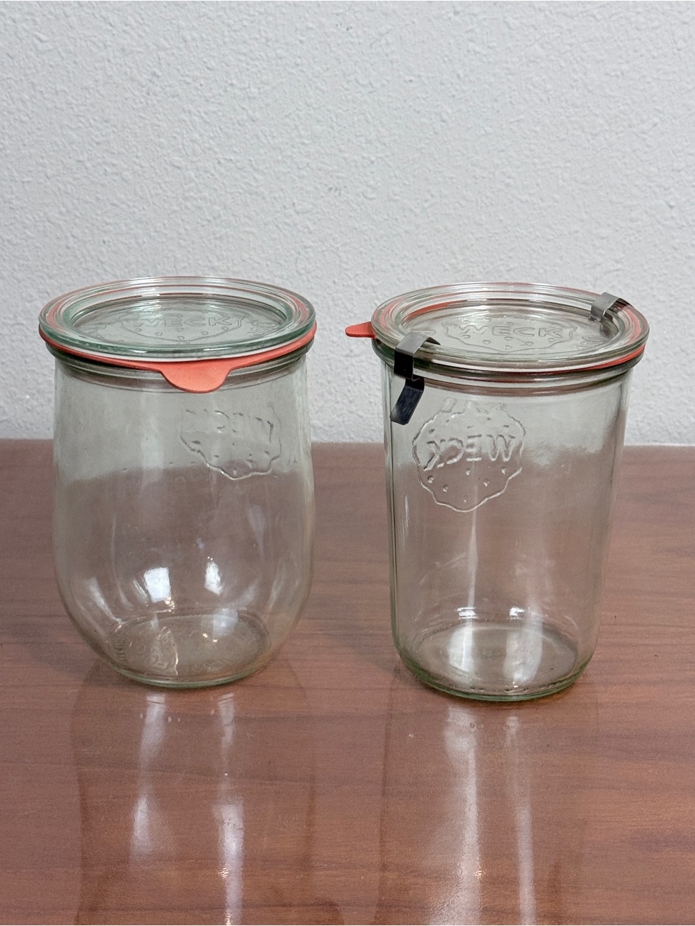 2 Wecj Clear Glass Food Storage Jars with Lids 1L & #20